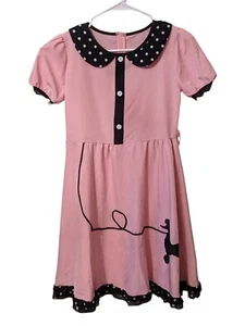 Halloween Girls 50s Costume Sock Hop Poodle Skirt Dress Glasses Petticoat XL  - Picture 1 of 4