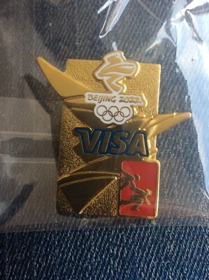 Beijing olympic  2022 Visa  speed skating pins gold - Image 1 of 2