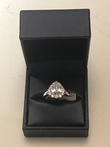 Sterling Silver Pear CZ Engagement Ring Round Accents 2.75 Ct Sz 8 Gia Fiorella - Picture 1 of 8