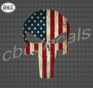 American Flag Punisher Skull Vinyl Decal Patriotic Decals Yeti Cup Decal Sticker - Picture 1 of 1