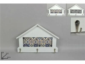 Z Perchero De Madera Blanco Con Azulejos 3 Ganchos - Imagen 1 de 1