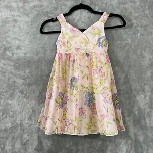 Marmellata Easter Spring Floral mesh Dress girls size 5 pink/blue zip/tie back - Picture 1 of 9