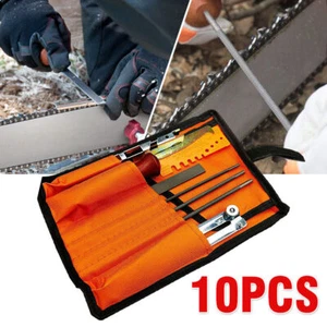 10 Feilen Set Schärfset Feile Tasche Für Motorsäge Kette Kettensägen Schärfen DE - Bild 1 von 9
