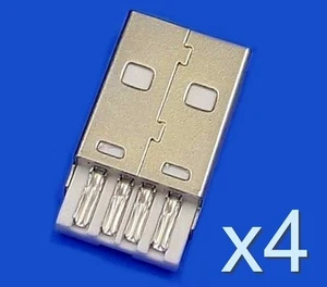 4x Connecteur à souder USB type A male / 4x USB type A Male solder connector - Foto 1 di 9