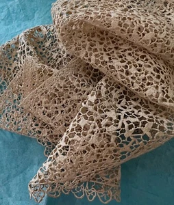Rare Very Fine Hand Made 19th C Gros Point Wide Lace Trim By the Yard DF 119 - Picture 1 of 7