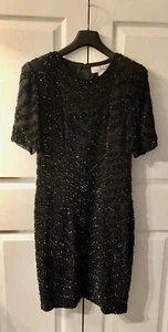Vtg Niteline by Della Roufogali 100% Silk Black Beaded Evening Gown Dress Size 8 - Picture 1 of 1