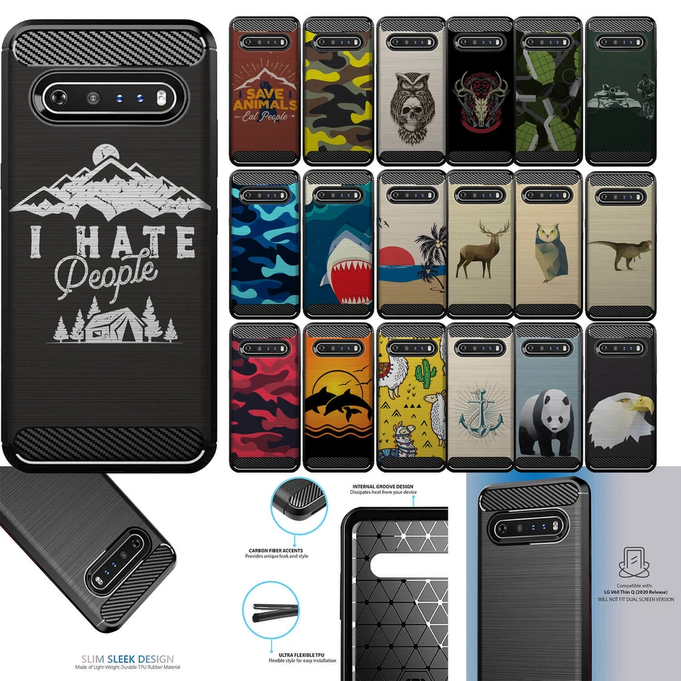 Case For [LG V60/ LG V60 ThinQ][Flex TPU Fiber SET5] Matte Black Flexible - Image 1 of 1