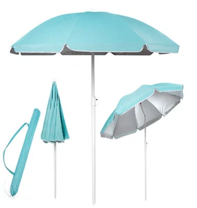 Sonnenschirm Strand UV-Schutz Strandschirm Gartenschirm Balkon Erdspieß 1,6 1,8m - Bild 1 von 53