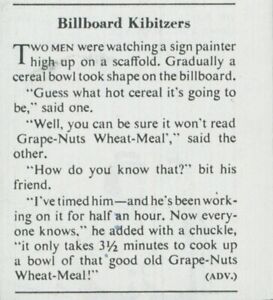 1949 Grape Nuts Wheat Meal Billboard Kibitzers Sign Painter Vtg Print Ad C15