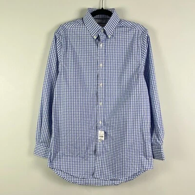 Camisa de vestir Jos A Bank a medida para hombre 15,5 33 azul a cuadros sin hierro elástica Foto 1 de 4