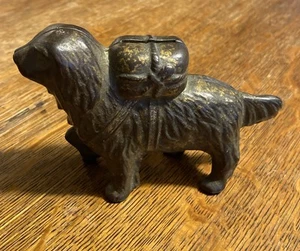 Antique St. Bernard Dog Cast Iron Still Bank Coins with Rescue Pack!! Heavy. - Picture 1 of 7