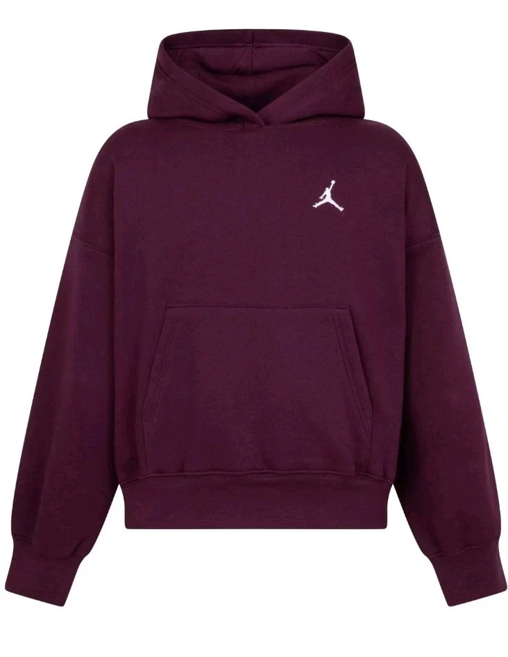 Jordan Girls' Medium 45D292-P3D Brooklyn Essentials Pullover Hoodie Bordeaux