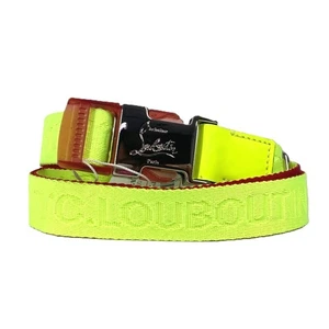 Christian Louboutin 1205286 logo Gacha Belt Canvas Neon yellow Unused - Picture 1 of 9