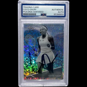 Coco Gauff Signed 2021 Topps Chrome #100 Black and White Refractor RC Auto Psa - Picture 1 of 2