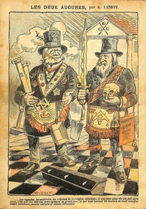 FRANC-MAÇONNERIE ( FREEMASONRY ) LES DEUX AUGURES / LEMOT / DESSIN 1904 - Picture 1 of 1