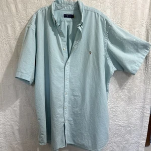 Polo Ralph Lauren Light AQUA Blue Cotton Button Up Cloth Shirt Men's 3XLT *Read* - Picture 1 of 17