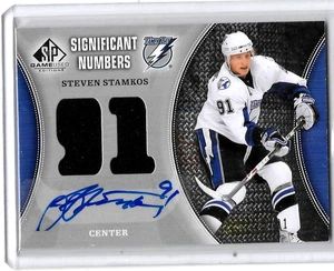 STEVEN STAMKOS 2009-10 SP GAME USED EDITION DUAL JERSEYS CERTIFIED AUTOGRAPH#/91 - Picture 1 of 1