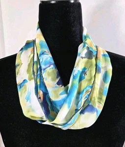 Infinity Schal, schöner Chiffon, weiß, blau, grün, gelb, 58x6 - Bild 1 von 1