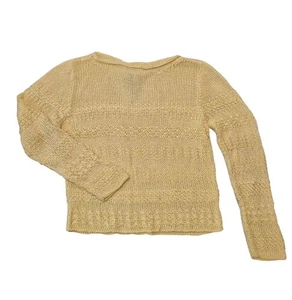 Worth Textured Heavy Knit Rolled Hem Boat Neckline Cotton Butter Yellow Sz L NEW - Picture 1 of 5