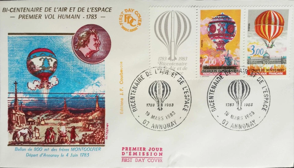 Bicentenaire de l'air et de l'espace	 FRANCE 1983 Enveloppe 1er JOUR FDC 1574 - Photo 1/1