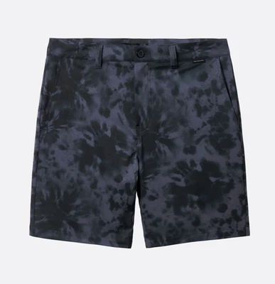 Pantalones Cortos Travis Matthew Hombres 36 KAPU Tech Chino 9" Frente Plano Tie Dye Negros Nuevos con Etiquetas $90 Foto 1 de 4