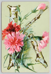 Postcard Catherine Klein Letter "K" with Pink Flowers - Alphabet Series - Picture 1 of 2