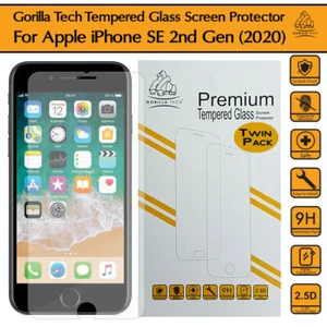 Twin Pack Gorilla Tempered Glass Screen Protector For iPhone SE (2020) 2nd Gen - Picture 1 of 11