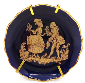 Plato pequeño Limoges Cobolt azul y dorado con soporte - 11 cm - Imagen 1 de 4