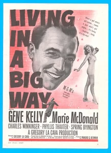 1947 Gene Kelly Tänzer Film DRUCKWERBUNG Filmklassiker MGM Musical Singen Tanzen - Bild 1 von 3