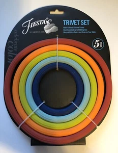New FIESTA 5 Piece Rings Multicolor Silicone TRIVET SET Fiestaware - Picture 1 of 5