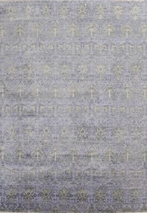 Geometric Transitional IKats Oriental Area Rug Hand-knotted Living Room 8'x10' - Picture 1 of 12