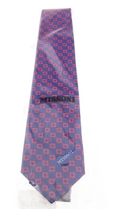 Missoni Square Blue/Red Woven 100% Silk Tie - Picture 1 of 3