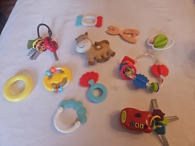 Baby/Toddler Lot Of 11, Variety Of Rattles/Teething Toys  - Image 1 of 4