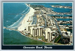 Clearwater Beach, Florida, Chrom Luftbild Postkarte #1 - Bild 1 von 2