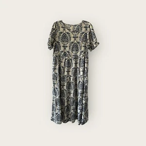YesNo Midi Dress Womens Large Blue Tiered Short Sleeve Pockets Boho Ruffled - Picture 1 of 3