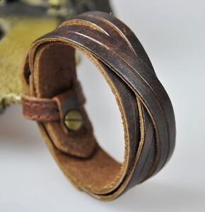 K11 Classic Surfer Genuine Leather Braided Bracelet Wristband Cuff Vintage Brown