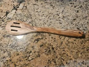 Olivewood Slotted 12” Spoons (2) New - Picture 1 of 2