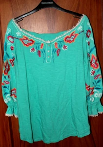 Túnica de colección para mujer bordada turquesa bohemia boho-chic - Imagen 1 de 5