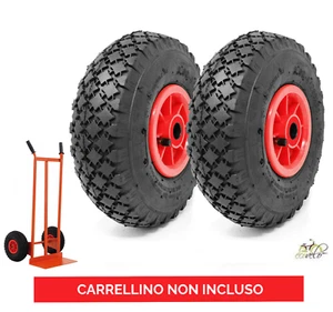 2 RUOTE PNEUMATICHE COMPLETE 3.00-4 RICAMBIO SET CARRELLO COPERTONE CARRELLINO - Bild 1 von 5