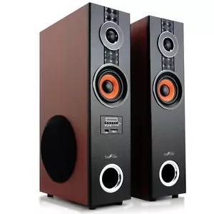 beFree 2.1 Kanal Dual Holz Turm Lautsprecher mit Fernbedienung Bluetooth USB SD optischer Eingang - Bild 1 von 8