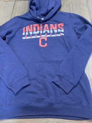 Boys YL Genuine MLB Merchandise Navy Blue Cleveland Indians Hoodie - Image 1 of 4