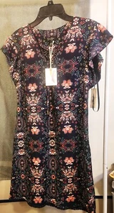 Jessica Simpson-Women's Navy Blue Flower pattern print Dress size 4 - Picture 1 of 12