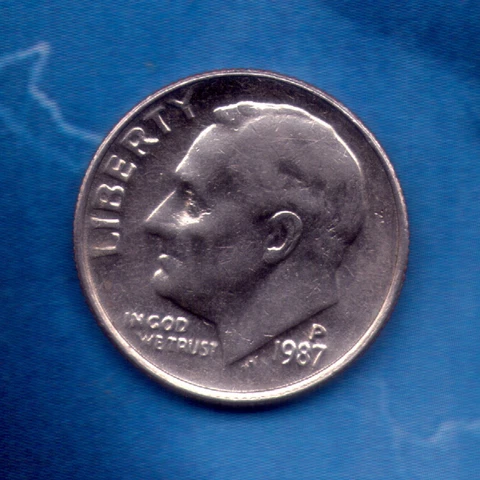 1987 P Circulated Roosevelt Dime Cover