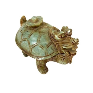 Chinese Zodiac Dragon Turtle Figurine 6" Jade Stone Sculpture Feng Shui Home Dec - Picture 1 of 11
