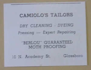 1949 Camiolo's Tailors Advertisement Glassboro, New Jersey - Picture 1 of 1