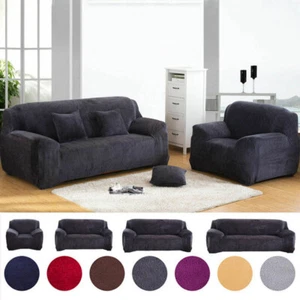 Stretch Plush Thick Couch Sofa Cover Chair Sofa 1/2/3/4 Seat Slipcover Protector - Picture 1 of 69