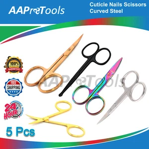 CUTICLE NAILS SCISSOR CURVED MANICURE STEEL STAINLESS FINGER TOE NAIL SCISSOR - Picture 1 of 7