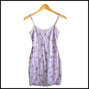Mini Vestido Mariposa Inclinable Completo Borde de Encaje Y2K Bodycon Púrpura Vestido Talla S - Imagen 1 de 8
