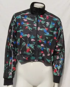 75 $ Adidas US Damen schwarz BELLISTA Blumenmuster Allrover Druck Track Crop Jacke - Bild 1 von 7