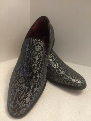 Alberto Fellini Black w/ Silver Design Men's Size 8.5 Regular - Image 1 of 4